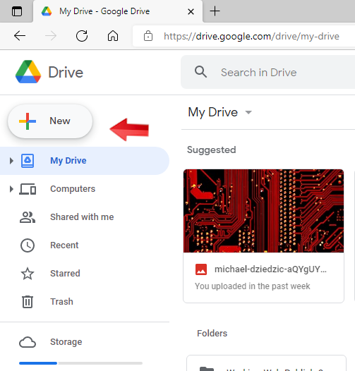 Google Drive page.