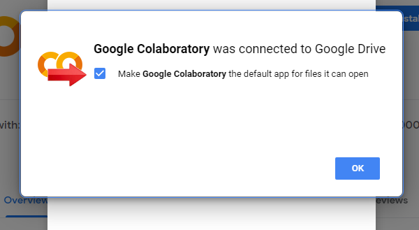 Make Colaboratory the default app for files it can open