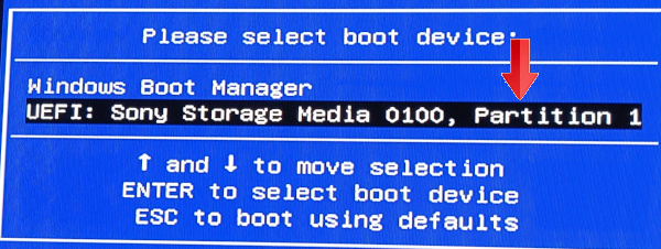 Select boot device