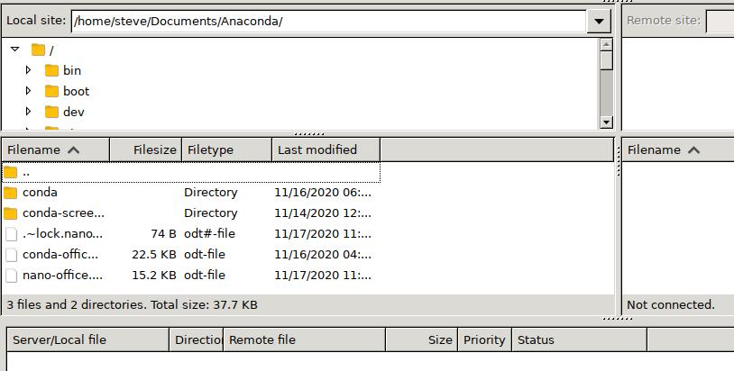 Filezilla folder with two dots.