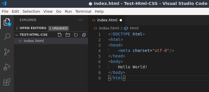 Screenshot of code for simple webpage in Visual Studio Code