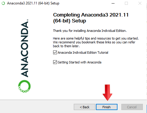 Completing Anaconda3 Setup