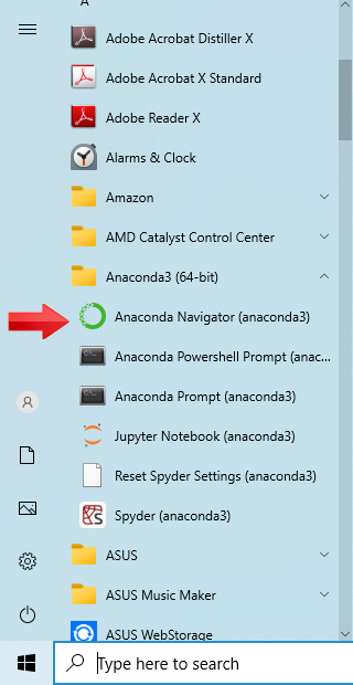 Select Anaconda-Navigator