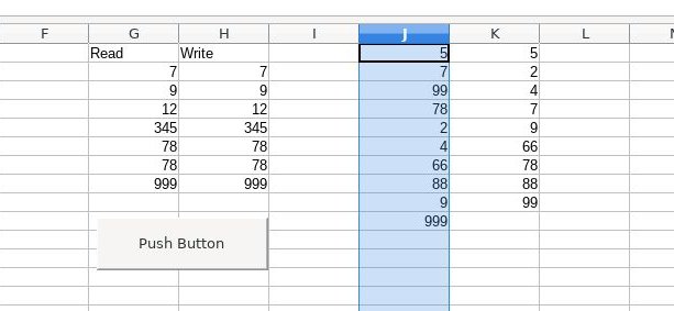 Calc screenshot for bubble sort