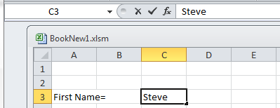 Excel worksheet screenshot with my name.