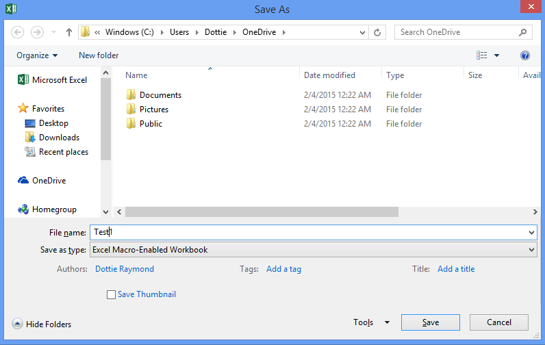 Excel worksheet screenshot with Save As.