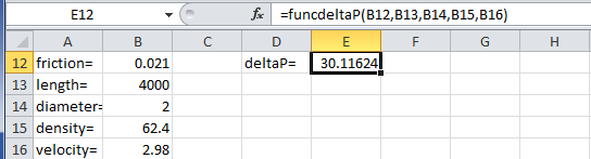 Screenshot for Excel named cells and custom VBA functions.