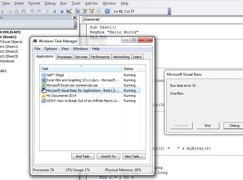 Task Manager to escape endless loop.
