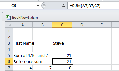 Excel worksheet entry.