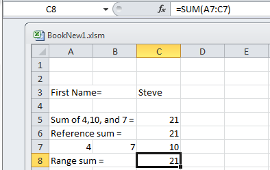 Excel worksheet entry.