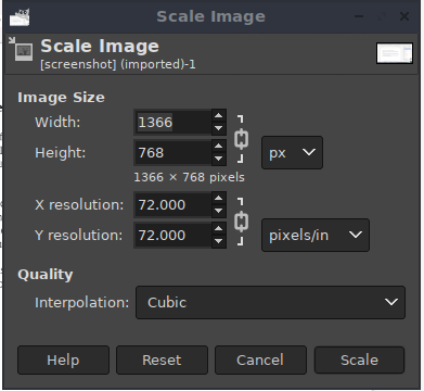 GIMP scale image