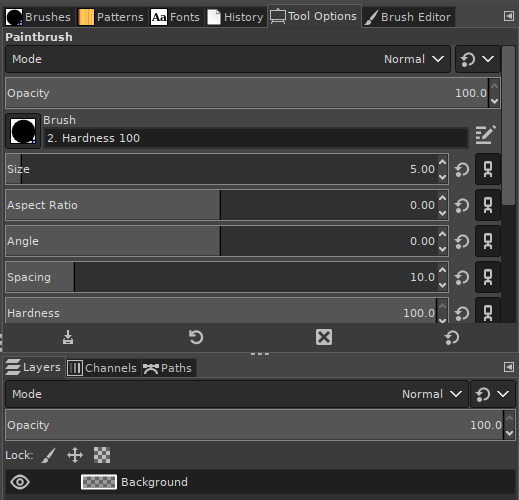 Paintbrush tool in GIMP