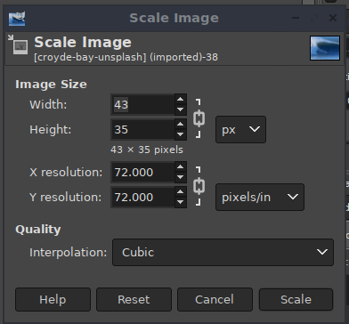 Resize image in GIMP