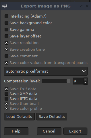 Export and name image using GIMP