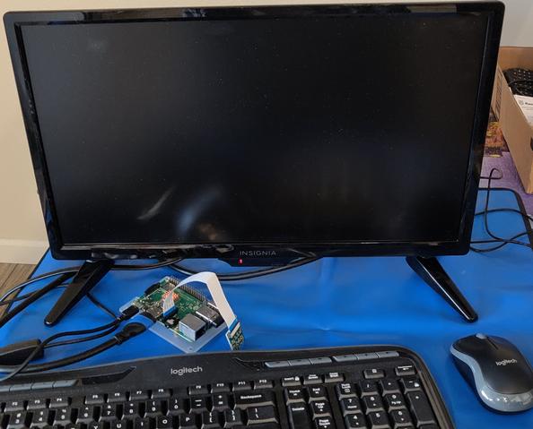 Raspberry Pi, monitor, mouse, keyboard, camera
