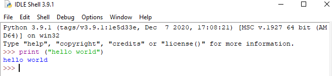 Idle code window.